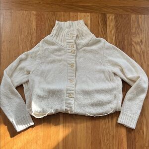 Eileen Fisher Cream Chunky Knit Organic Cotton Cardigan Size Large